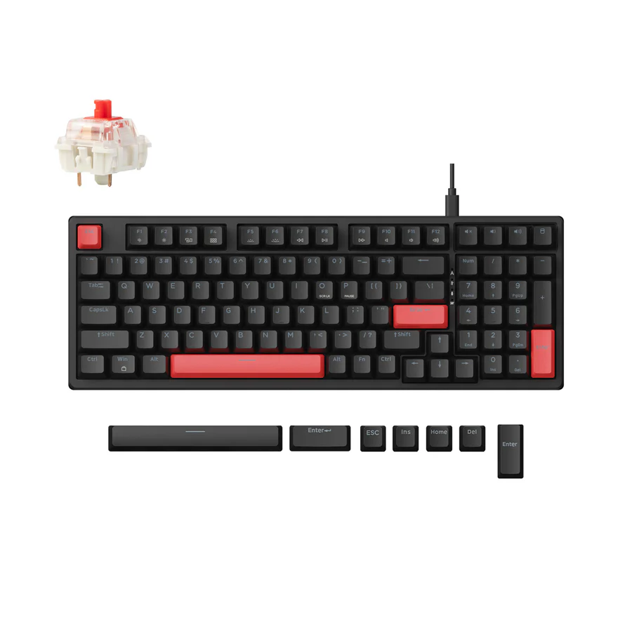 Lemokey-X5-QMK-Wired-Mechanical-Keyboard-96-Percent-Layout-Keychron-Mechanical-Red-Switch Klaviatuuri klahvistik Lemokey X5 QMK (must) - Image 1