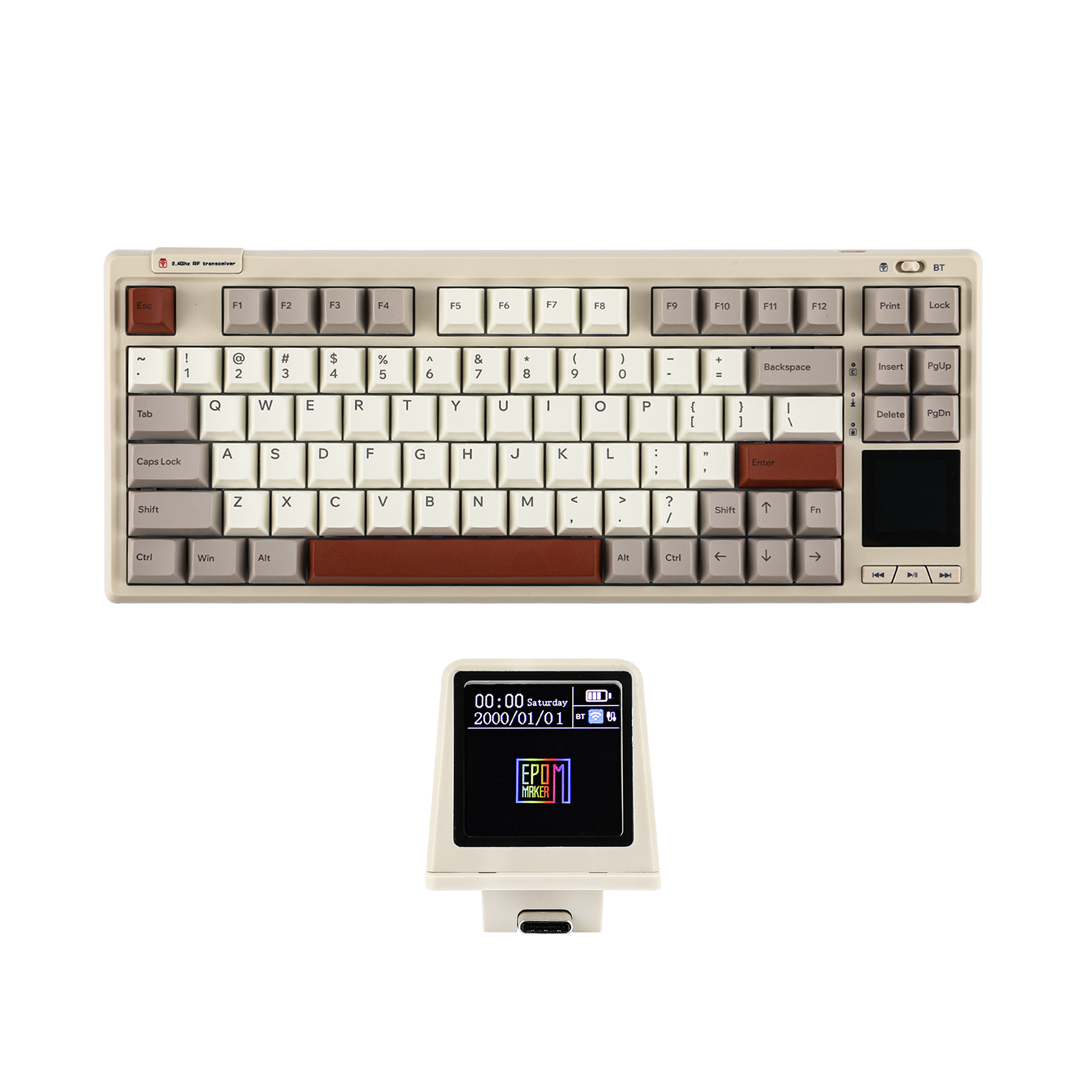 组合图 Klaviatūra Epomaker RT80 (Balta/Pilka) - Image 1